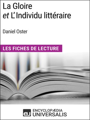 cover image of La Gloire et L'Individu littéraire de Daniel Oster